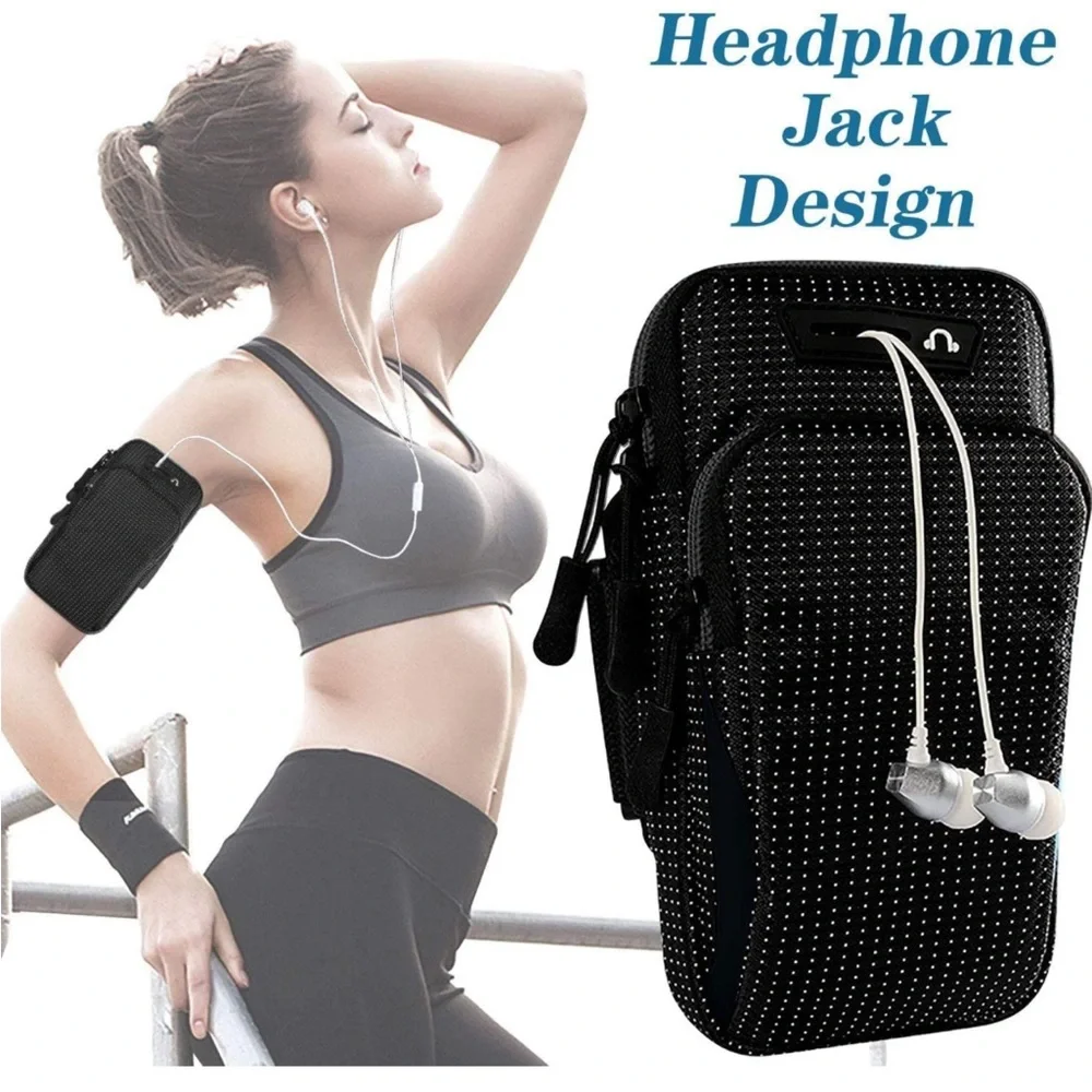 NEW! Armband for Cell Phone Neoprene Pocket Adjustable Breathable Running Black
